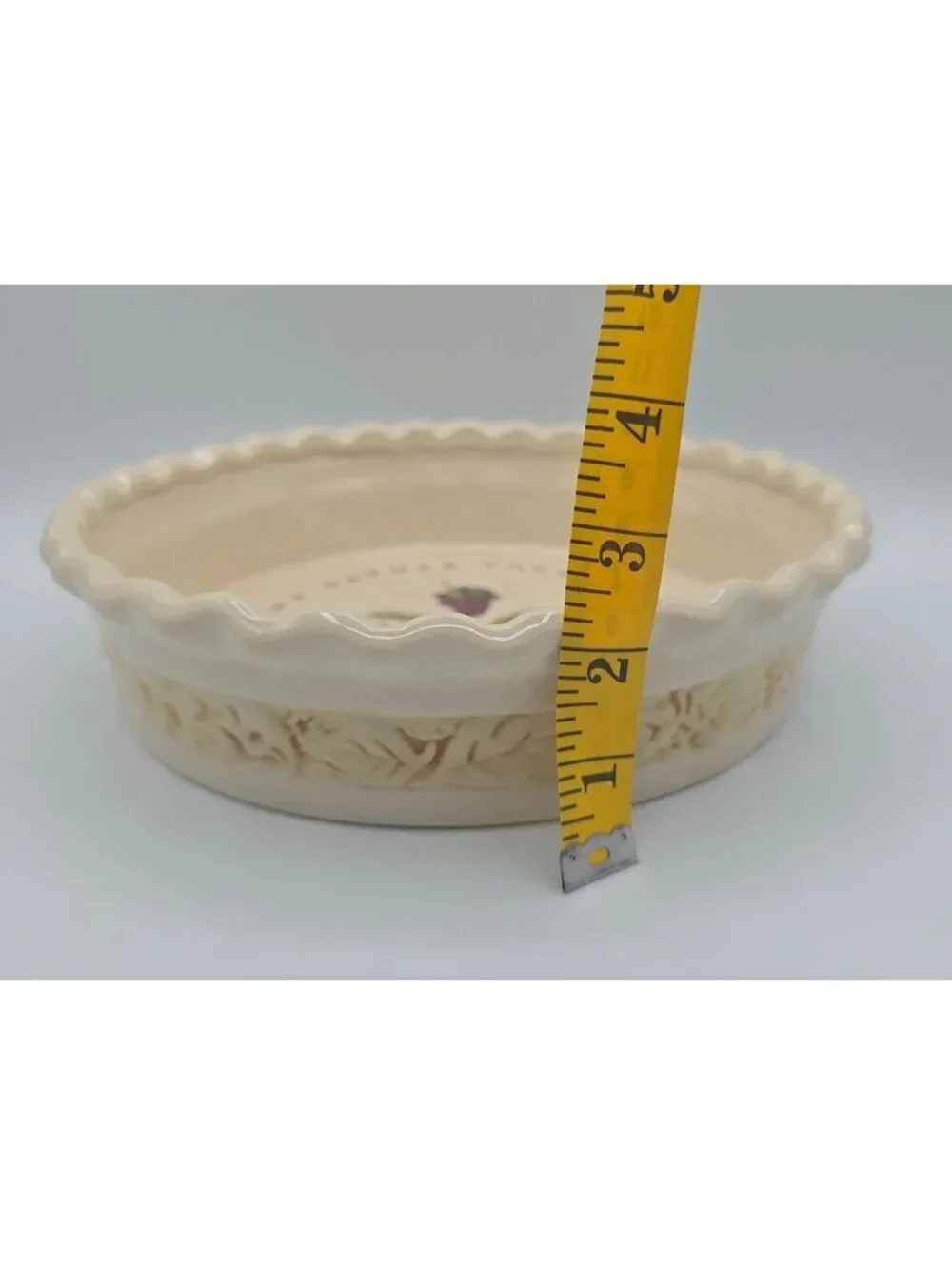 Vintage Americana Arts & Crafts Thanksgiving Pie Dish Attrib Russ Berrie